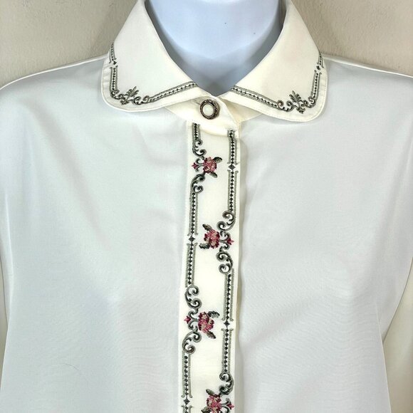 Vintage Academia Grandma Embroidered Top Size 12P Hobbit Forest Countryside Chic - Picture 1 of 13